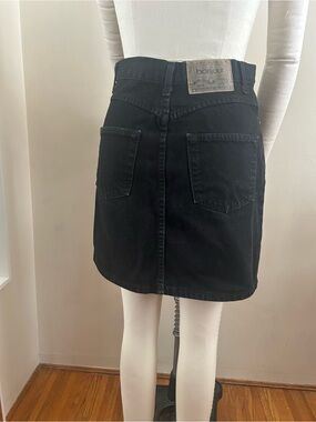 Vintage High-Rise Black Denim Mini Skirt - Bonjour - Size M